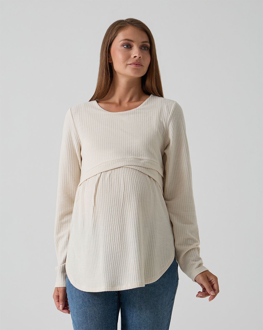 γυναικεία μπλούζα εγκυμοσύνης/θηλασμού γκοφρέ μπεζ - Prénatal
