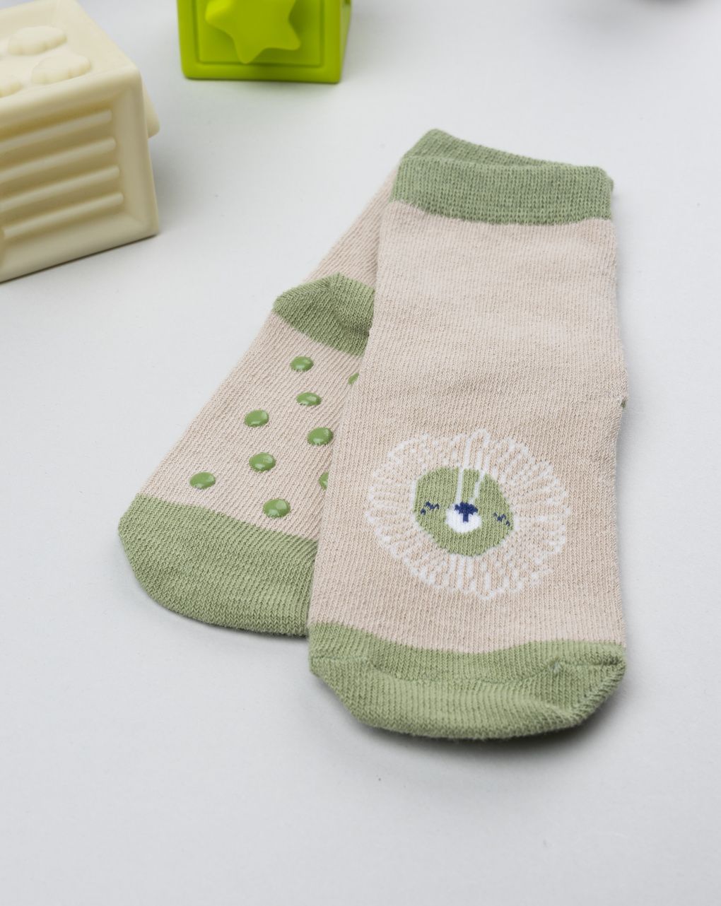 βρεφικές αντιολισθητικές κάλτσες με λιοντάρι για αγόρι - Prénatal