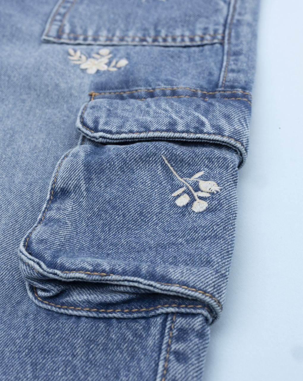παιδικό τζιν παντελόνι cargo flowers για κορίτσι - Prénatal