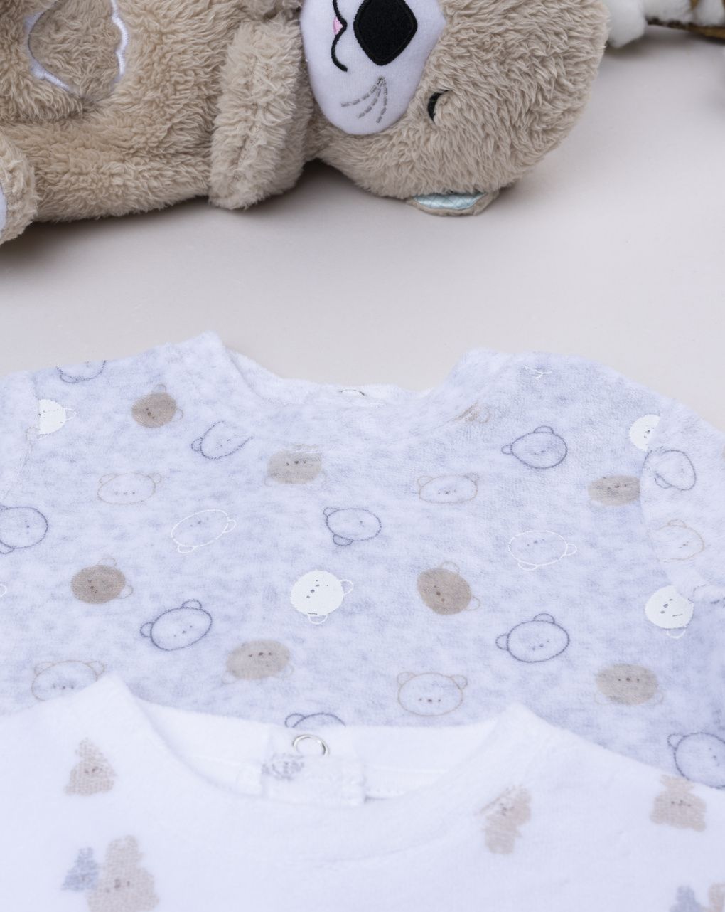 βρεφικά φορμάκια σενίλ με αρκουδάκια πακέτο x3 για αγόρι - Prénatal