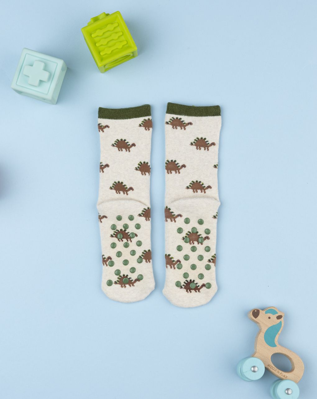 παιδικές αντιολισθητικές κάλτσες με δεινόσαυρο για αγόρι - Prénatal
