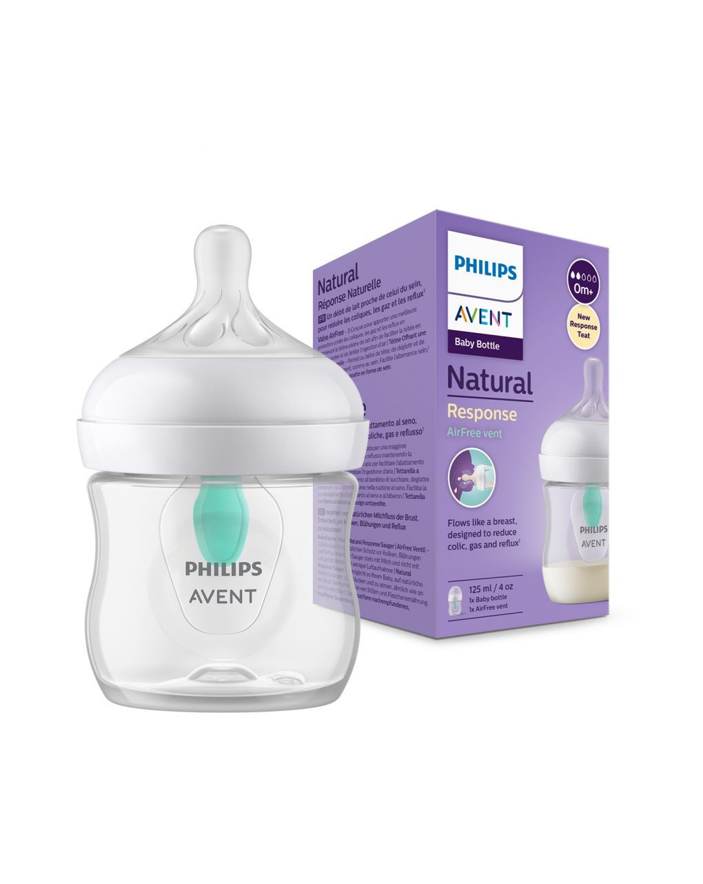 Philips avent πλαστικό μπιμπερό natural response με airfree vent 125ml 0m+ scy670/01 - Philips Avent