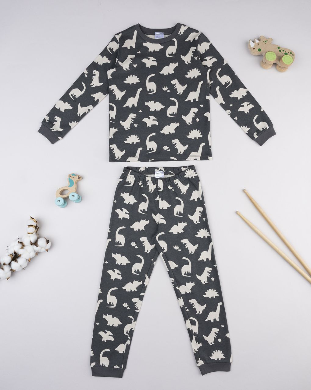 παιδική πιτζάμα γκρι dino για αγόρι