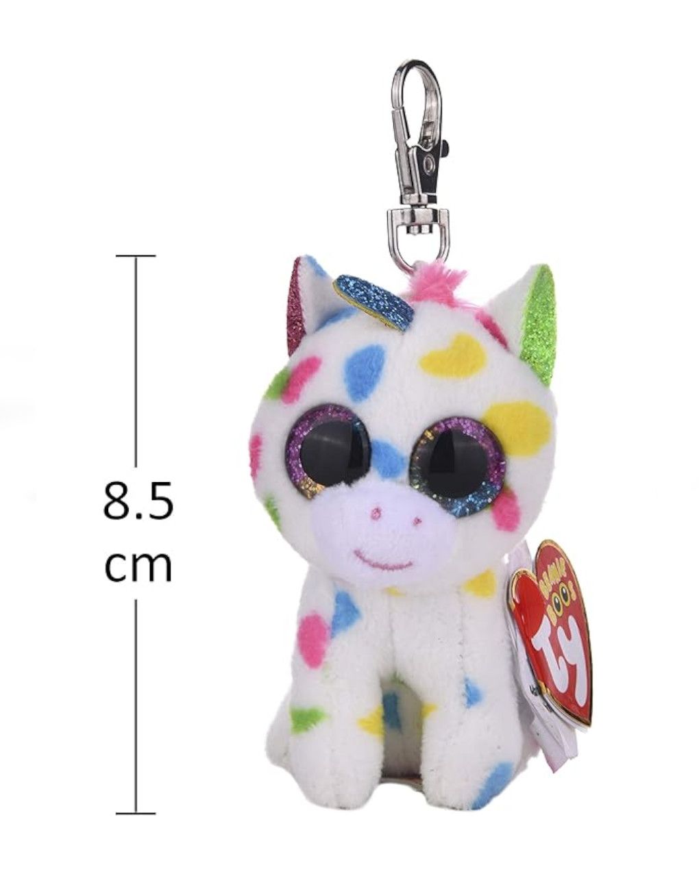 Ty beanie boos harmonie χνουδωτό μπρελόκ μονόκερος πιτσιλωτός λευκό 8.5cm 1607-35211 - TY