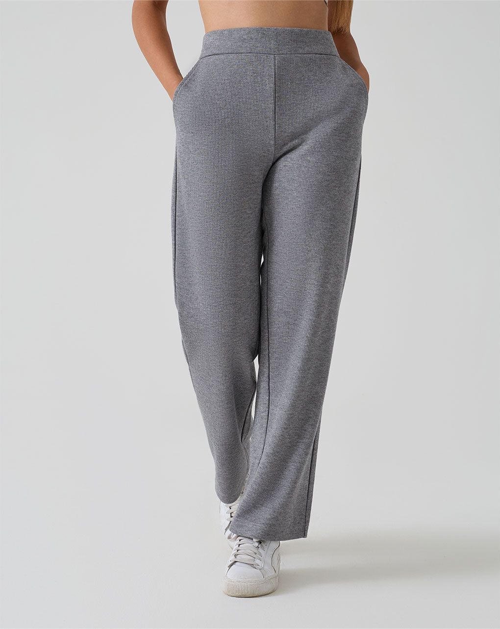 γυναικείο παντελόνι πλεκτό εγκυμοσύνης palazzo γκρι - Prénatal