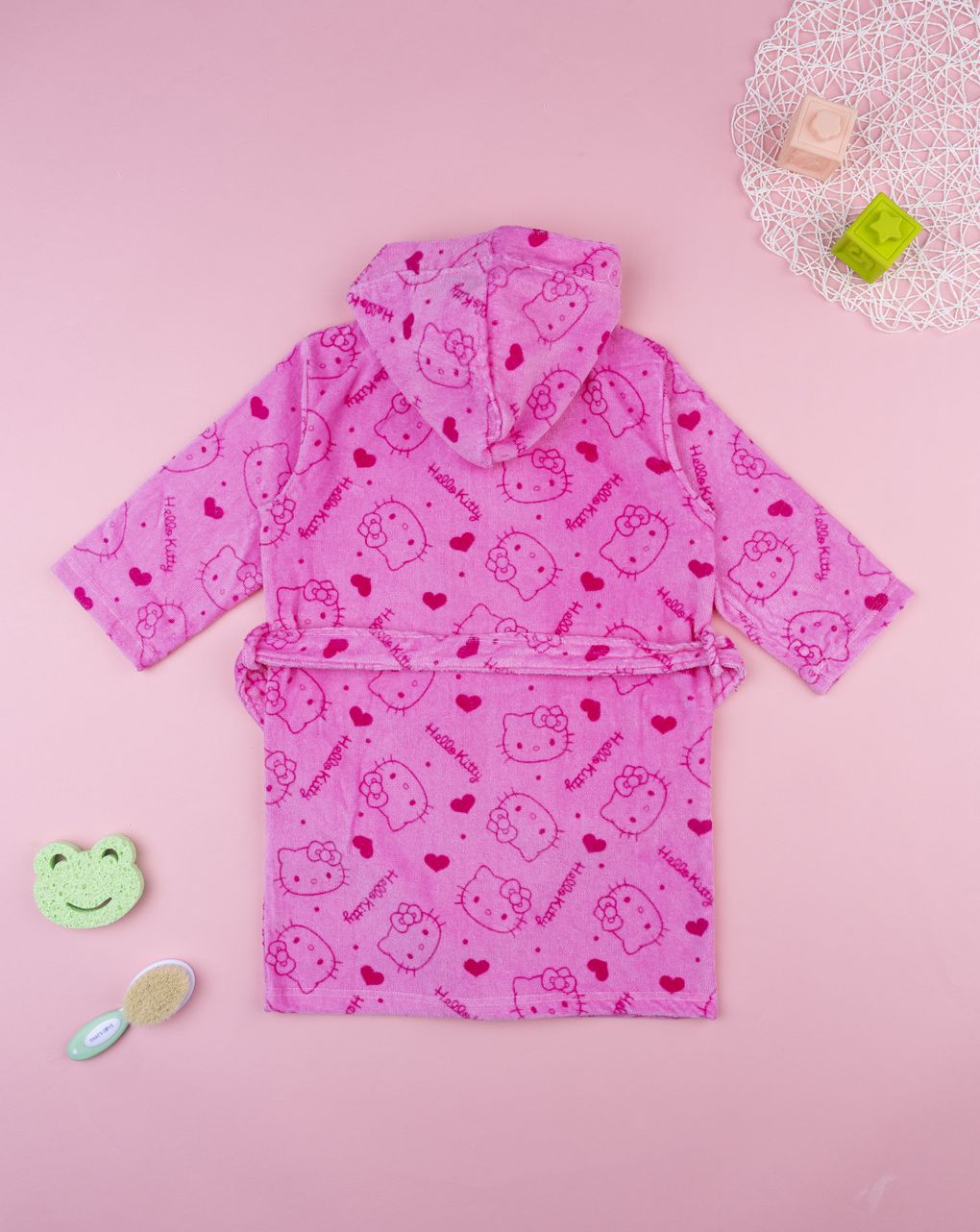 παιδικό μπουρνούζι σενίλ φούξια hello kitty για κορίτσι - Prénatal