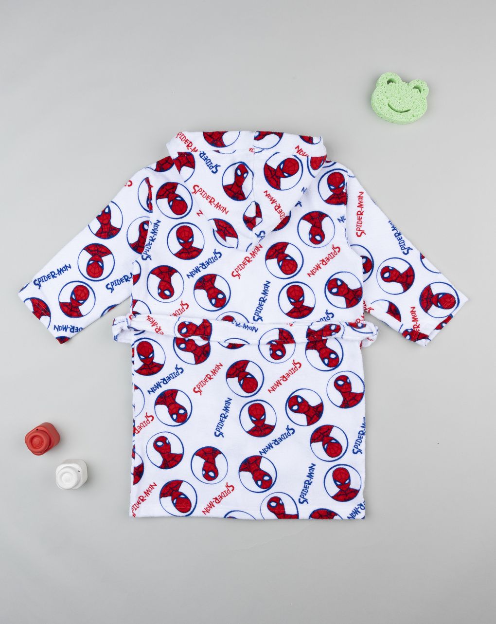 παιδικό μπουρνούζι σενίλ λευκό spiderman για αγόρι - Prénatal