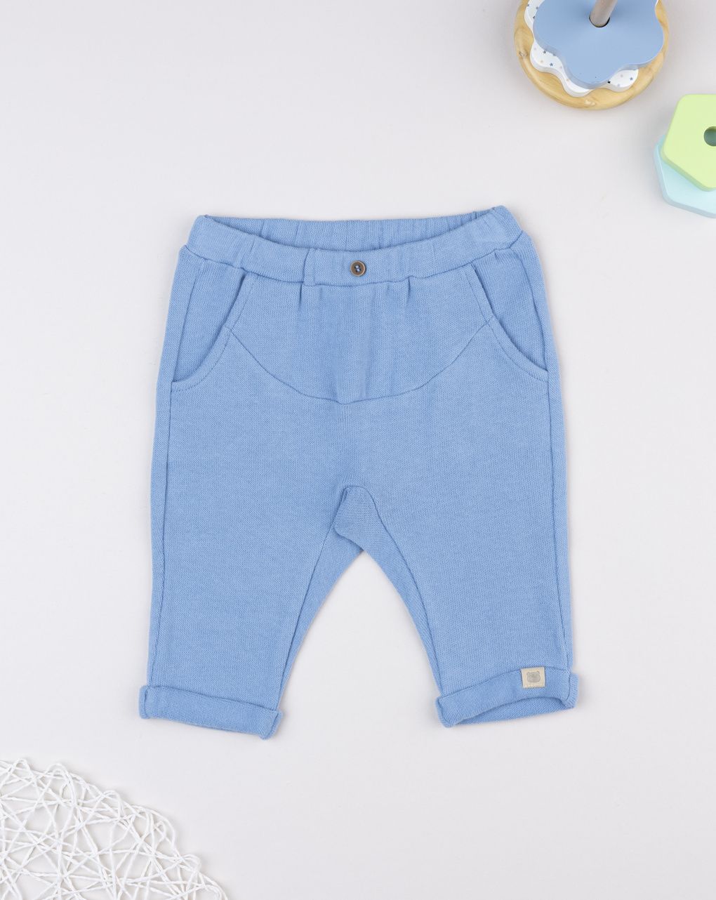 βρεφικό παντελόνι πλεκτό γαλάζιο για αγόρι