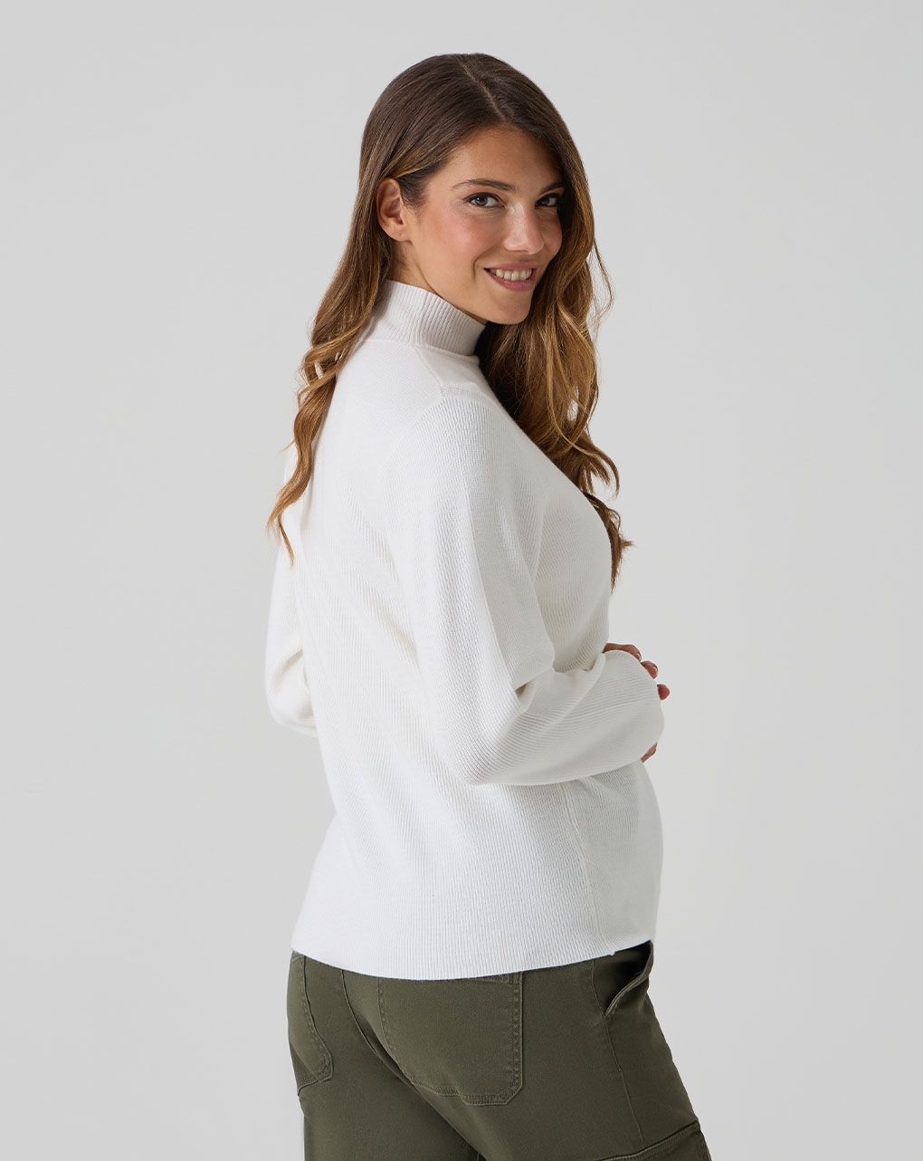 γυναικείο πουλόβερ εγκυμοσύνης/θηλασμού λευκό - Prénatal