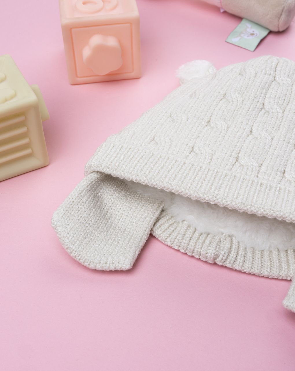 βρεφικό σκουφάκι πλεκτό μπεζ για αγόρι - Prénatal