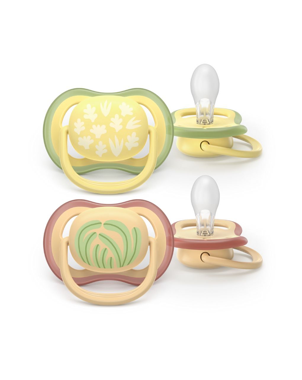 Philips avent ultra air πιπίλες σιλικόνης 2τμχ 0-6m yellow/orange leaves scf087/08