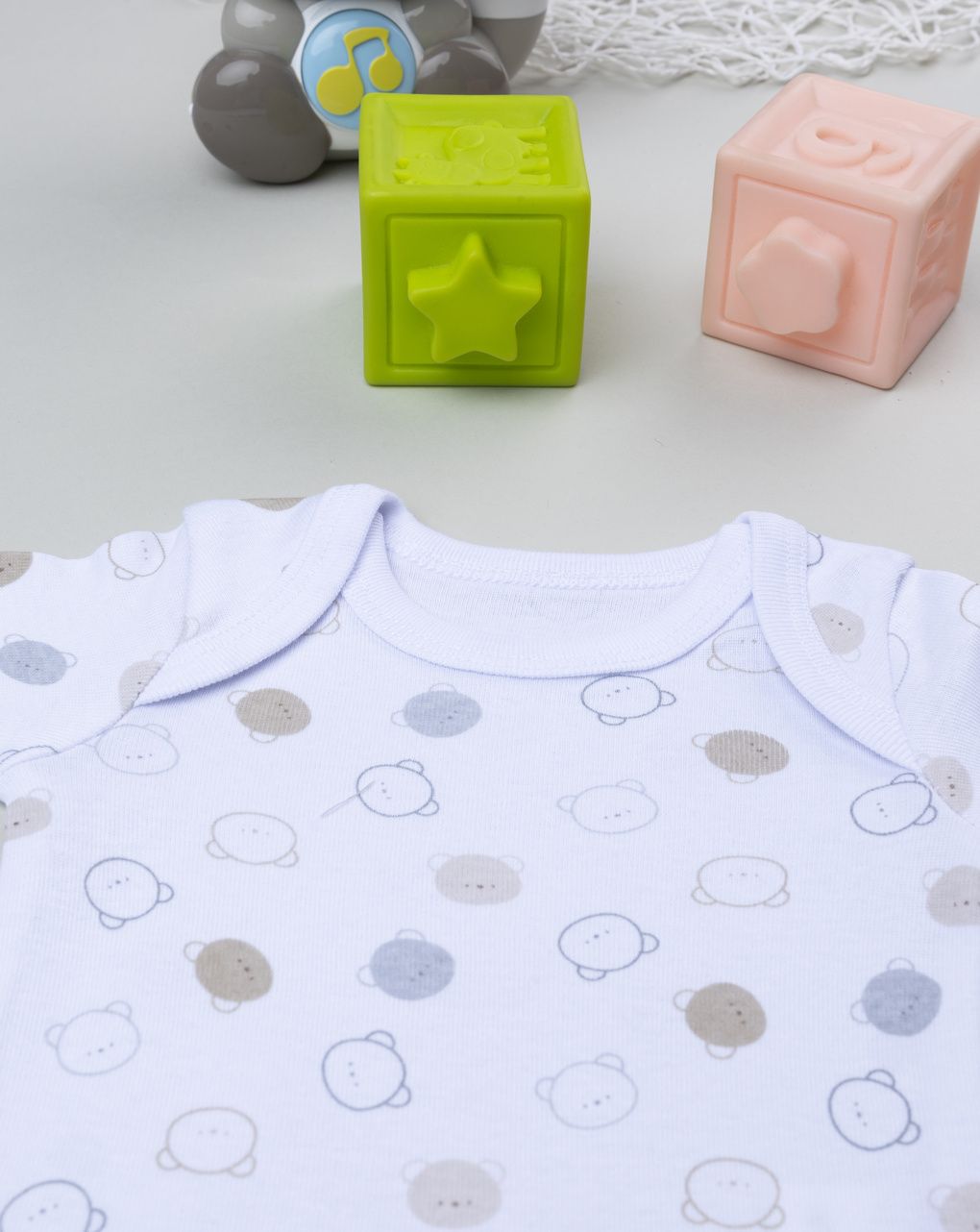 βρεφικό κορμάκι λευκό με αρκουδάκια για αγόρι - Prénatal