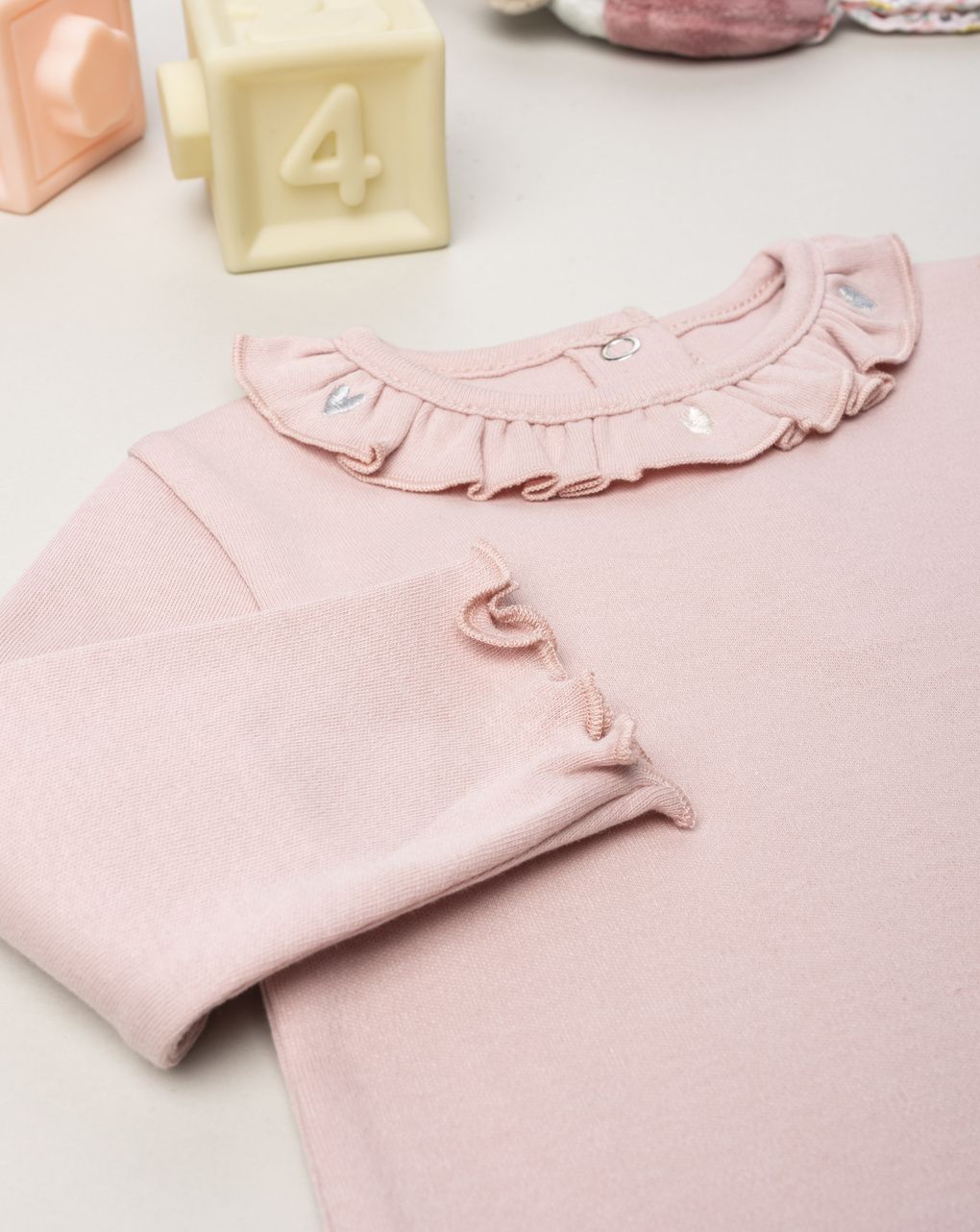 βρεφική μπλούζα ροζ με βολάν για κορίτσι - Prénatal