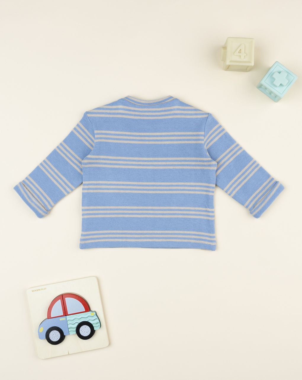 βρεφική μπλούζα πλεκτή γαλάζια ριγέ για αγόρι - Prénatal