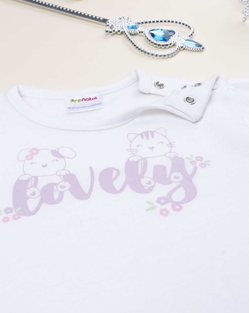 βρεφική πιτζάμα λευκή/λιλά lovely για κορίτσι - Prénatal