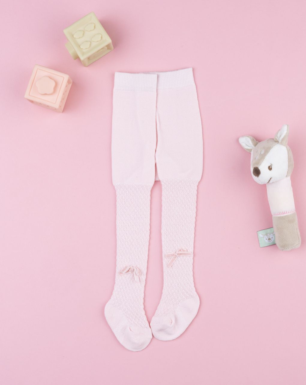 βρεφικό καλσόν ροζ με φιογκάκι για κορίτσι