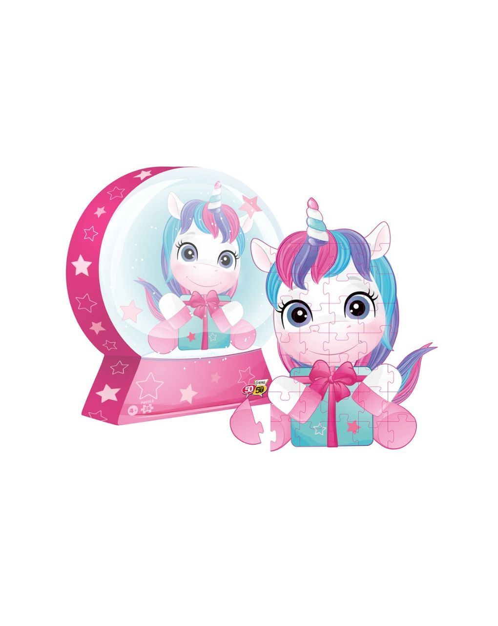 50/50 games παζλ μονόκερος χιονόμπαλα 36τμχ 505320 - 50/50 GAMES