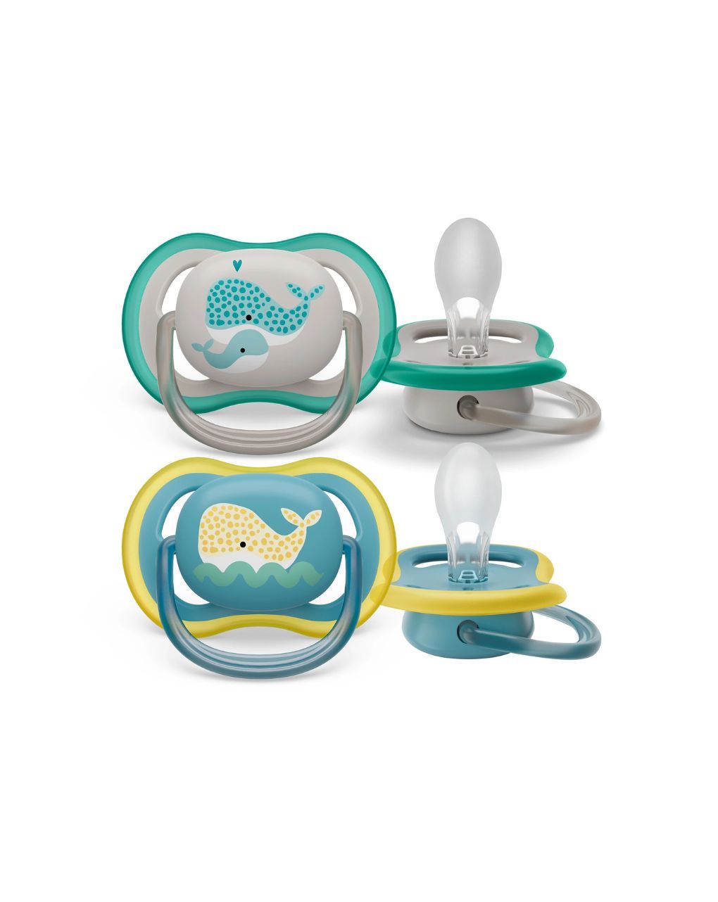 Philips avent ultra air silicone πιπίλες σιλικόνης 2τμχ 18m+ grey/blue scf349/24