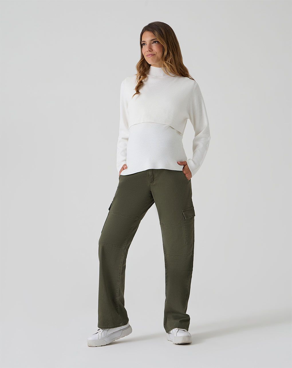 γυναικείο πουλόβερ εγκυμοσύνης/θηλασμού λευκό - Prénatal