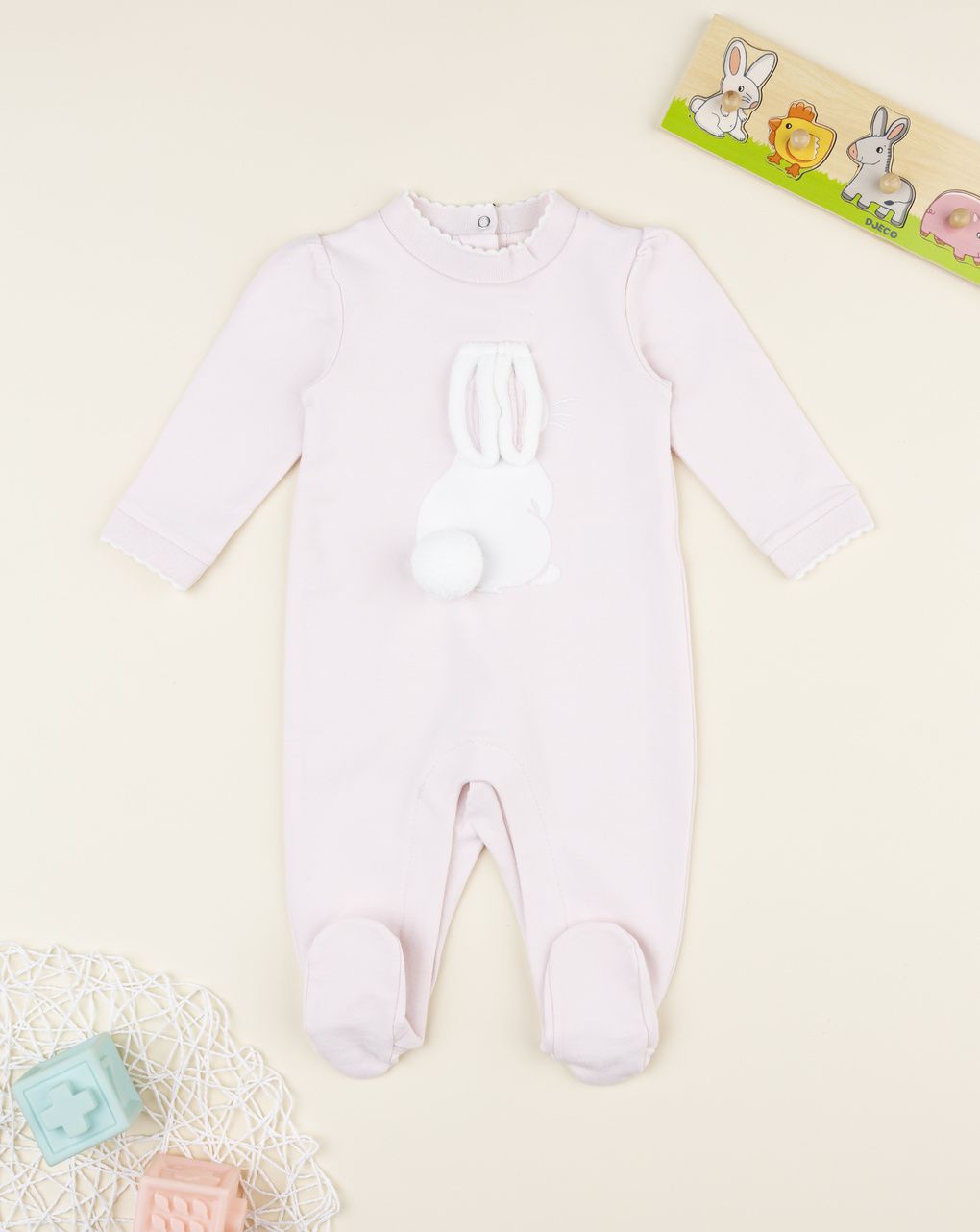 βρεφικό φορμάκι ροζ με λαγουδάκι για κορίτσι - Prénatal