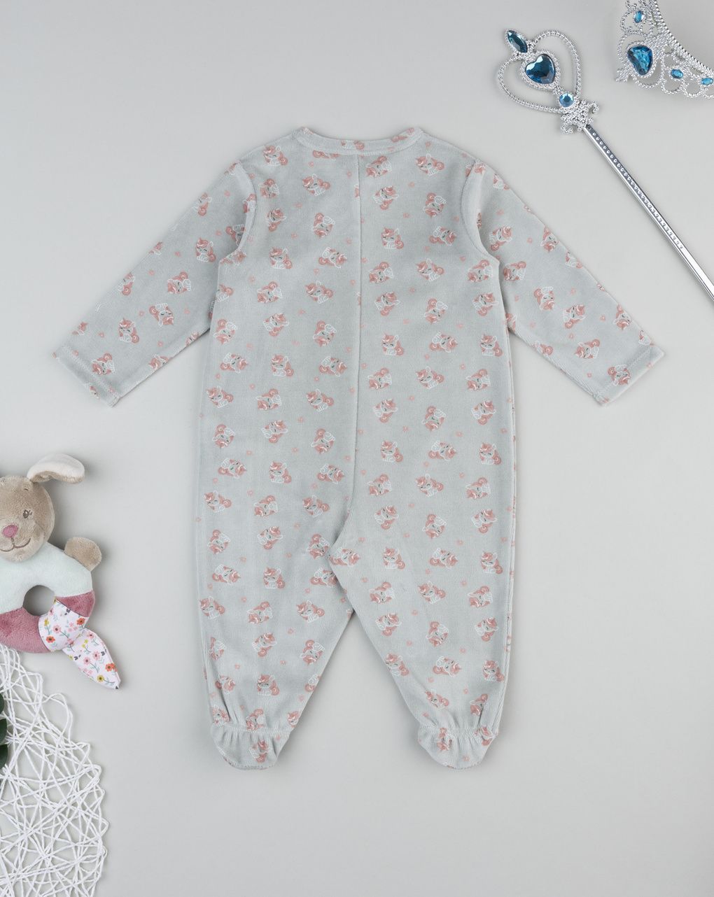 βρεφικό φορμάκι σενίλ πράσινο με μονόκερους για κορίτσι - Prénatal