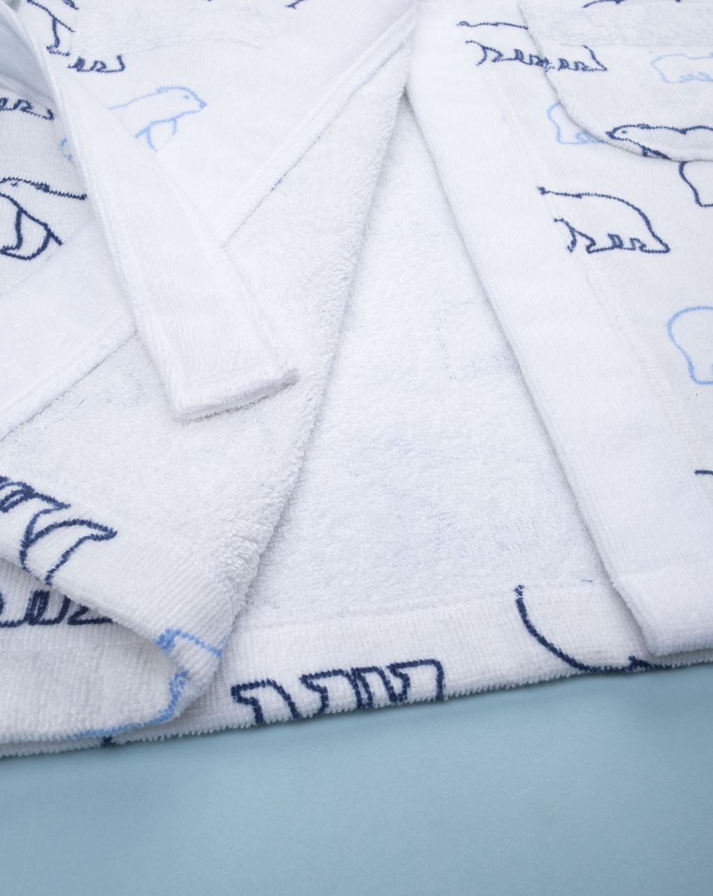 παιδικό μπουρνούζι σενίλ λευκό με πολικές αρκούδες για αγόρι - Prénatal