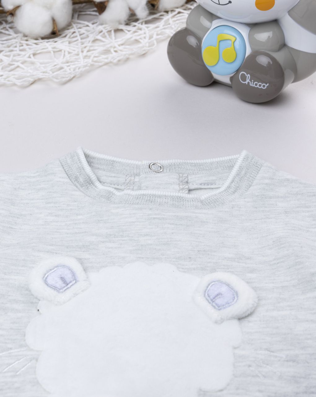 βρεφικό φορμάκι γκρι με αρκουδάκι για αγόρι - Prénatal