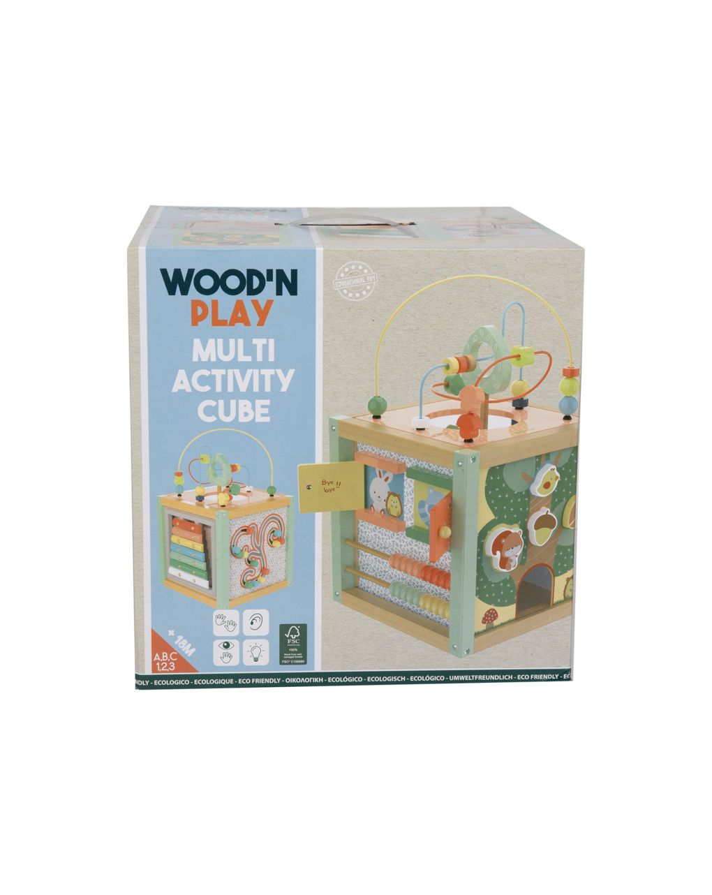 Wood ’n play maxi ξύλινος κύβος δραστηριοτήτων 18m+ - Wood'N Play