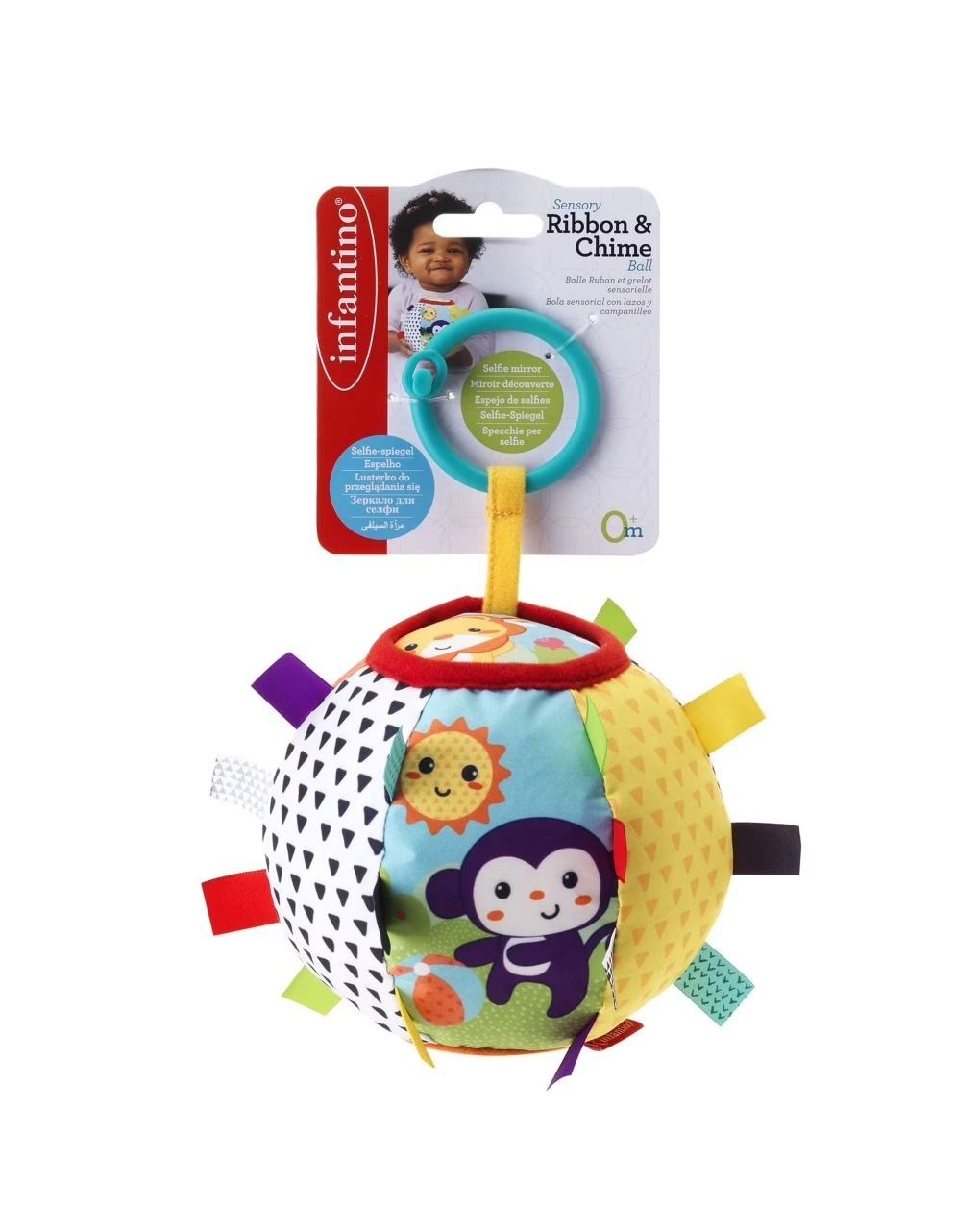 Infantino κρεμαστή μπάλα sensory ribbon & chime ball b-315109-00 - INFANTINO