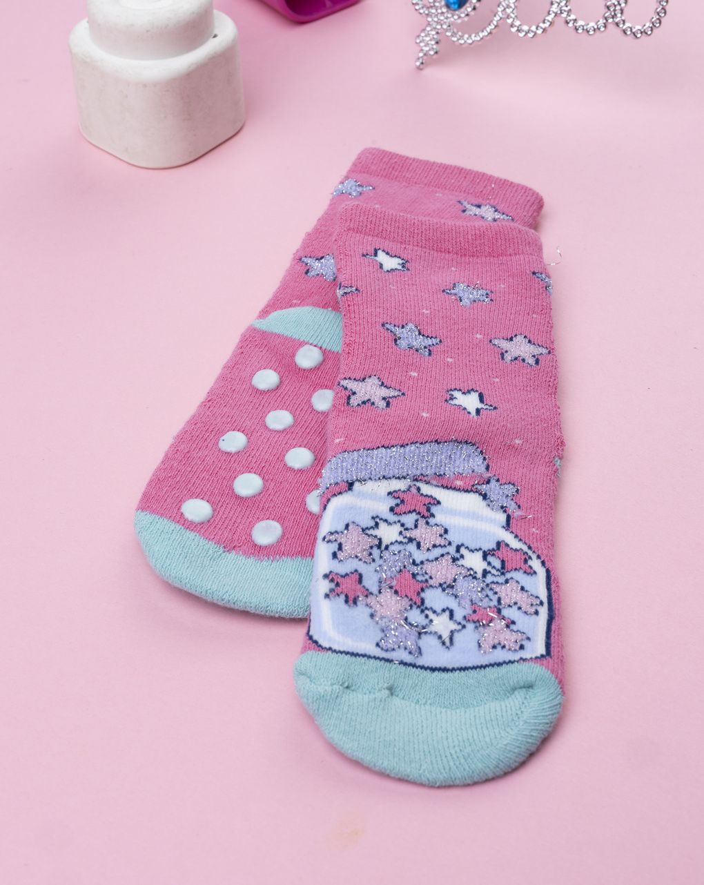 βρεφικές αντιολισθητικές κάλτσες με αστέρια για κορίτσι - Prénatal