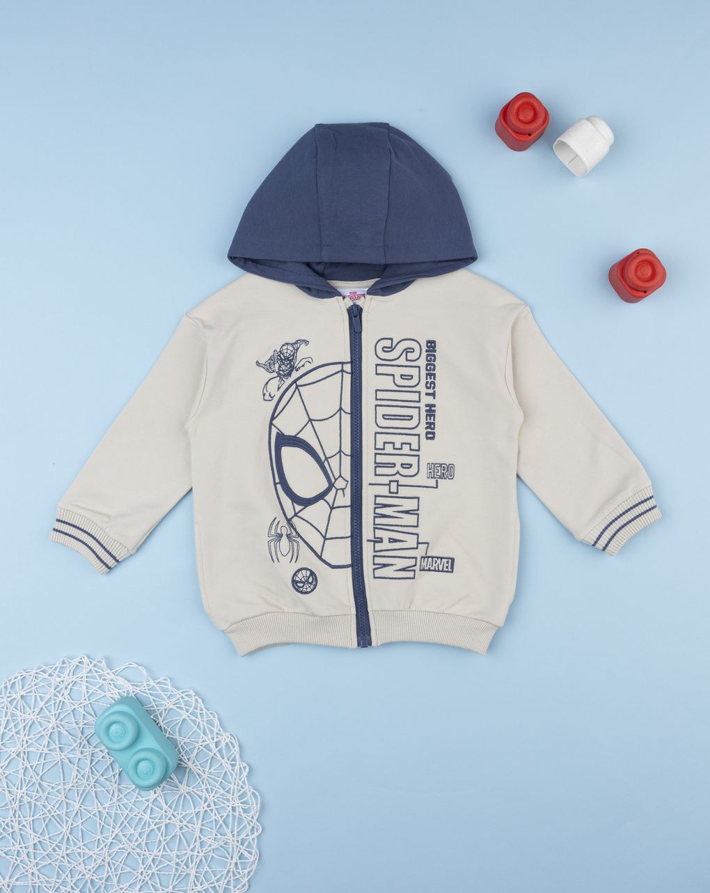 παιδική ζακέτα φούτερ μπεζ spiderman για αγόρι