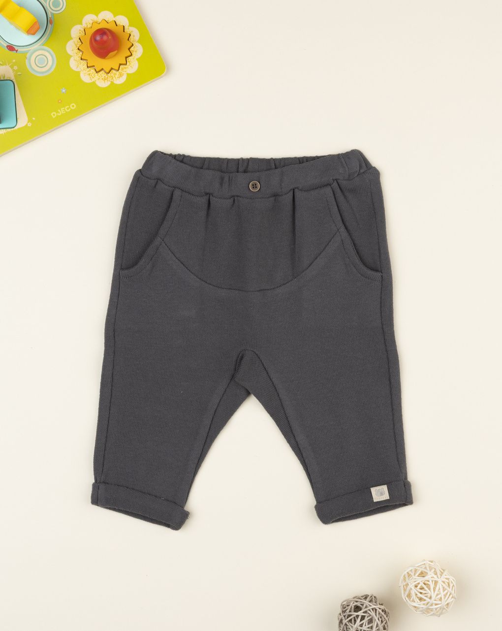 βρεφικό παντελόνι πλεκτό γκρι για αγόρι