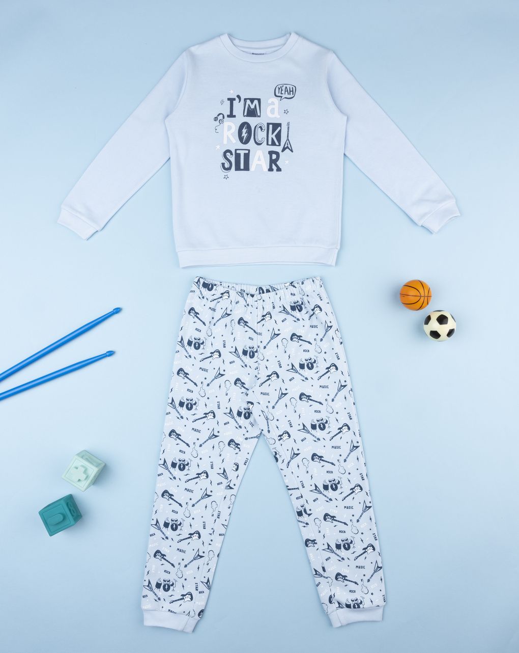 παιδική πιτζάμα γαλάζια rock star για αγόρι