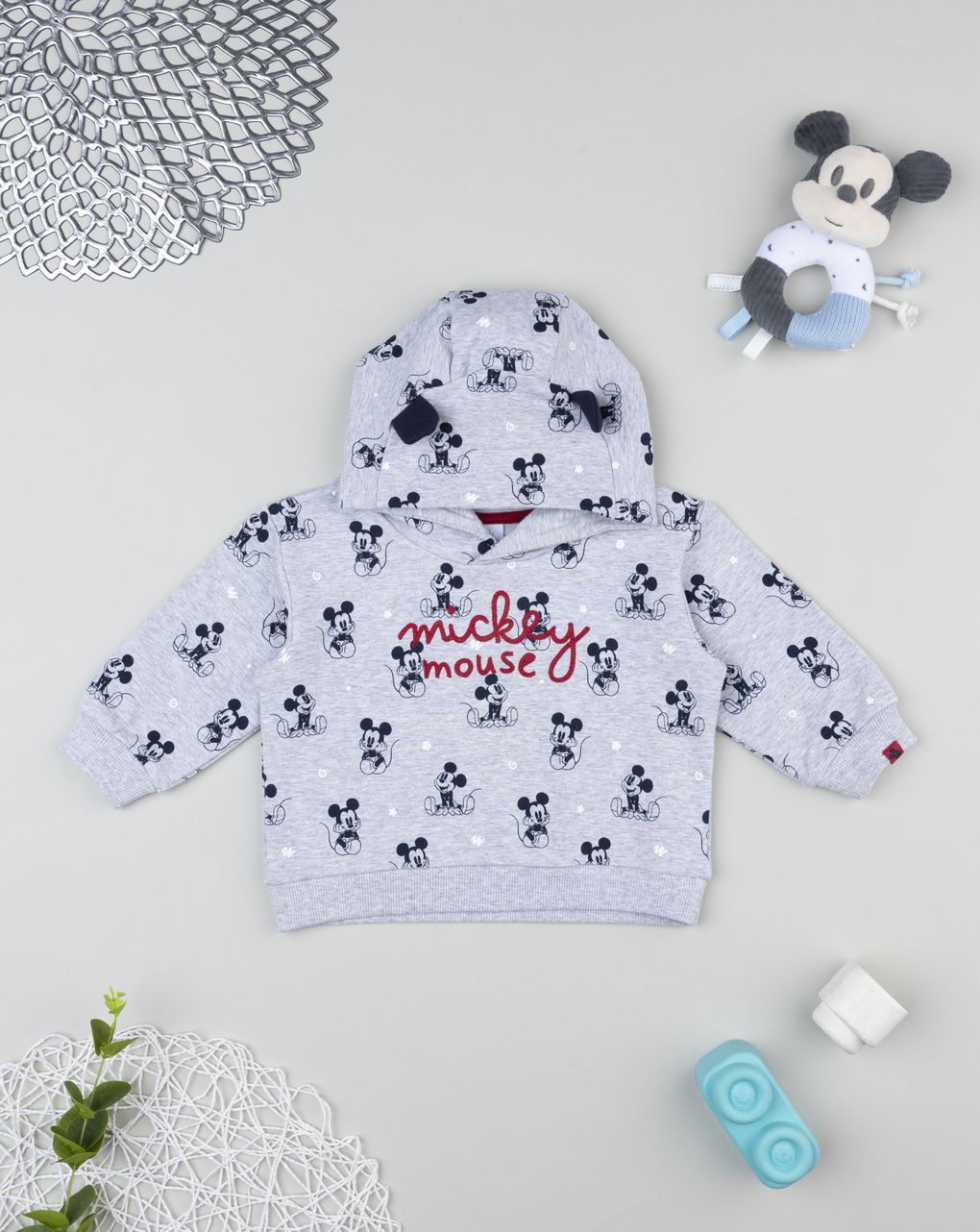 βρεφική μπλούζα φούτερ γκρι mickey για αγόρι