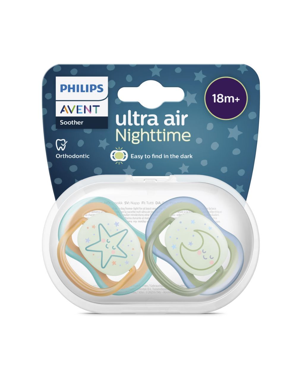 Philips avent ultra air night πιπίλες σιλικόνης 2τμχ 18m+ scf376/23 - Philips Avent
