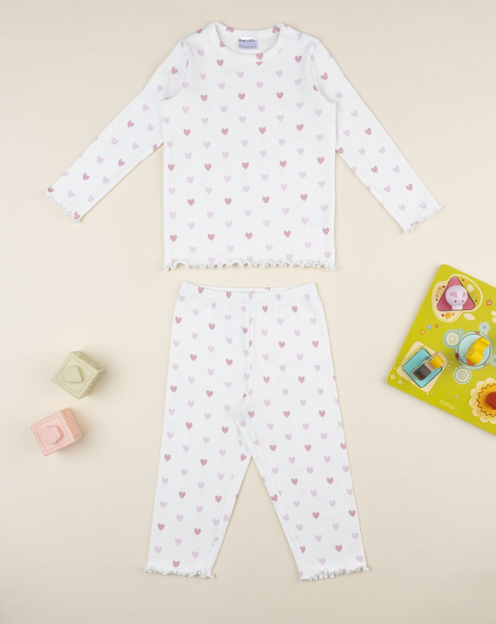 βρεφική πιτζάμα λευκή με καρδούλες για κορίτσι - Prénatal