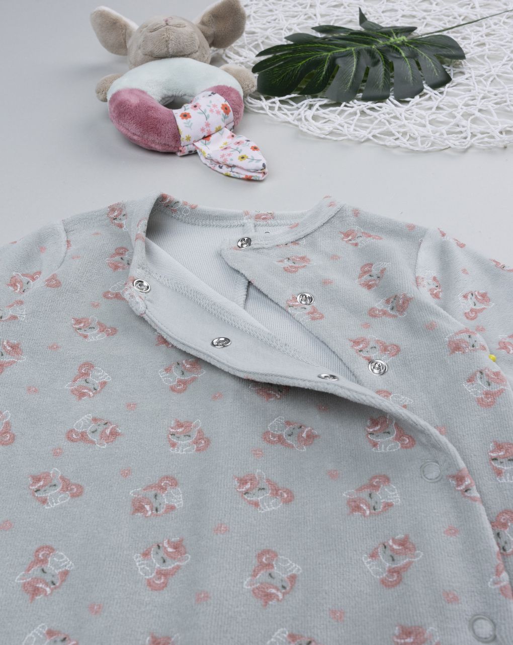 βρεφικό φορμάκι σενίλ πράσινο με μονόκερους για κορίτσι - Prénatal