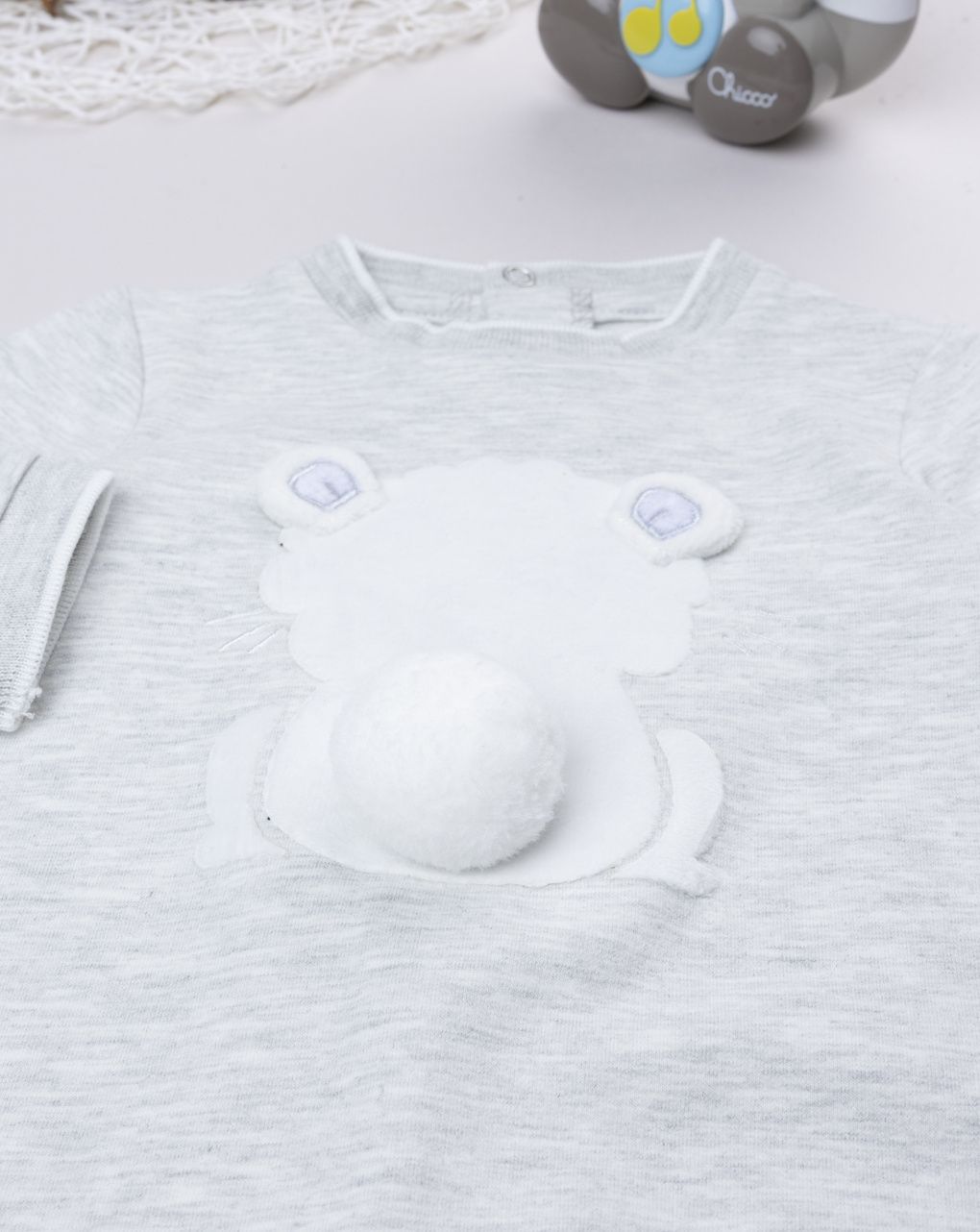 βρεφικό φορμάκι γκρι με αρκουδάκι για αγόρι - Prénatal