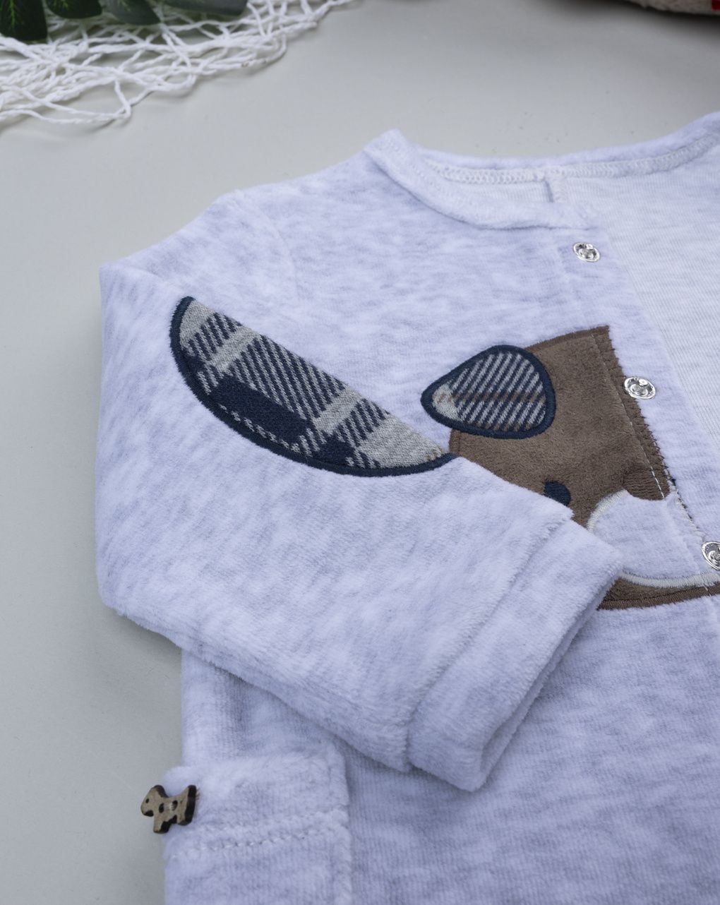 βρεφικό φορμάκι σενίλ γκρι puppy για αγόρι - Prénatal