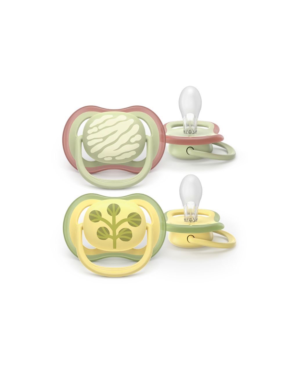 Philips avent ultra air silicone πιπίλες σιλικόνης 2τμχ 18 μηνών+ κίτρινο/πράσινο scf349/51