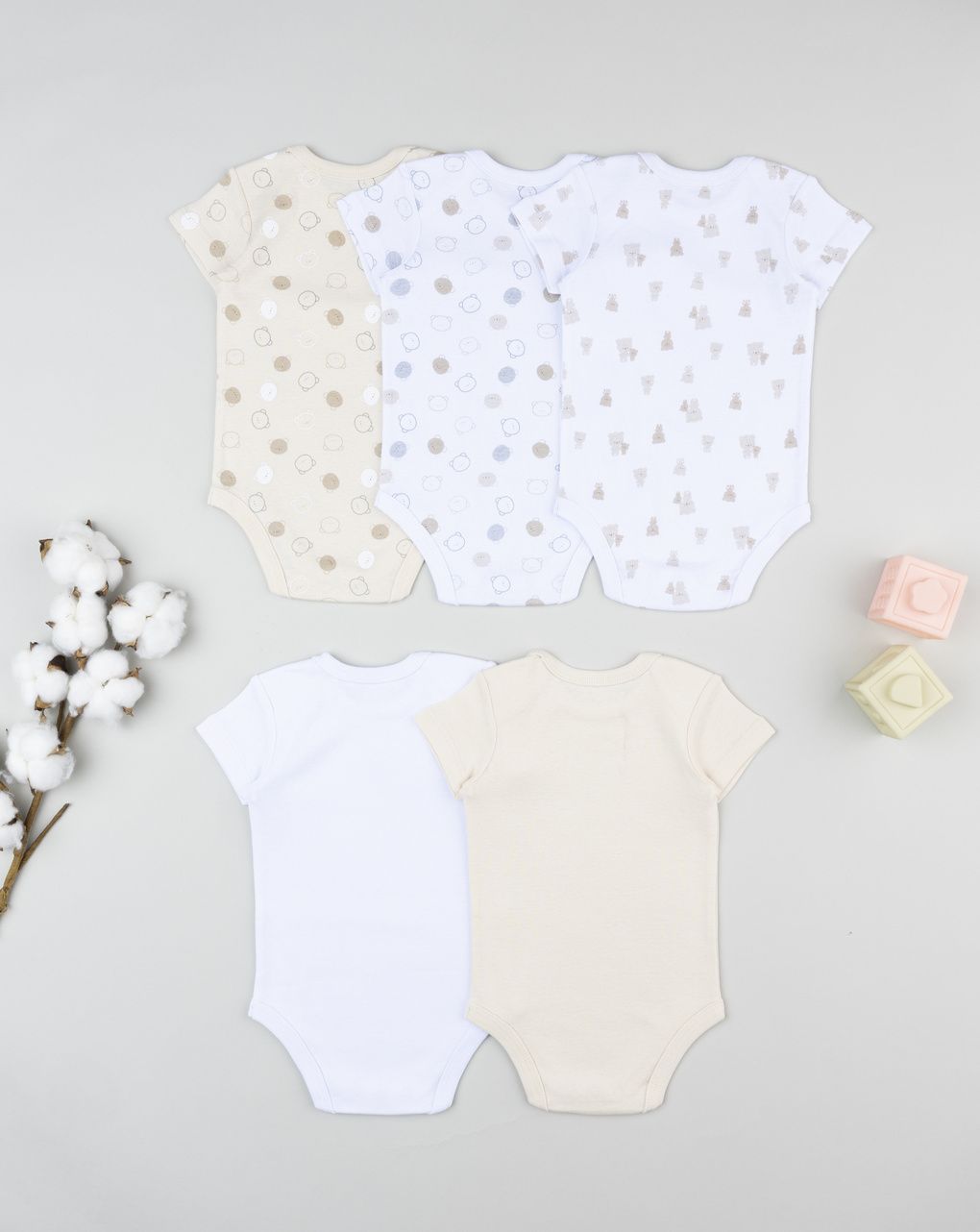 βρεφικά κορμάκια πακέτο x5 teddy για αγόρι - Prénatal