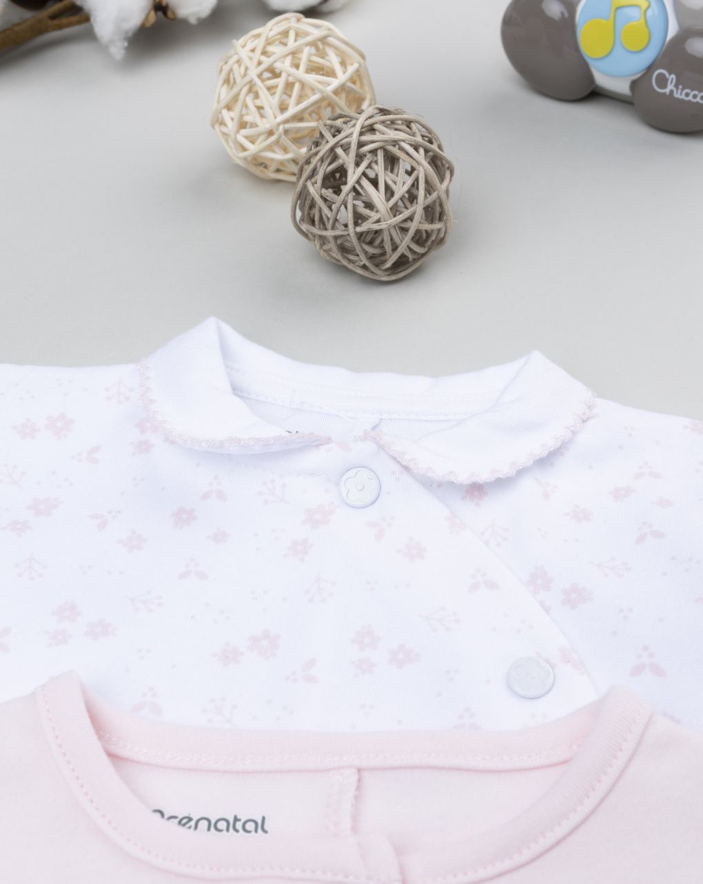 βρεφικά φορμάκια πακέτο x2 ροζ/λευκό με λαγουδάκι για κορίτσι - Prénatal