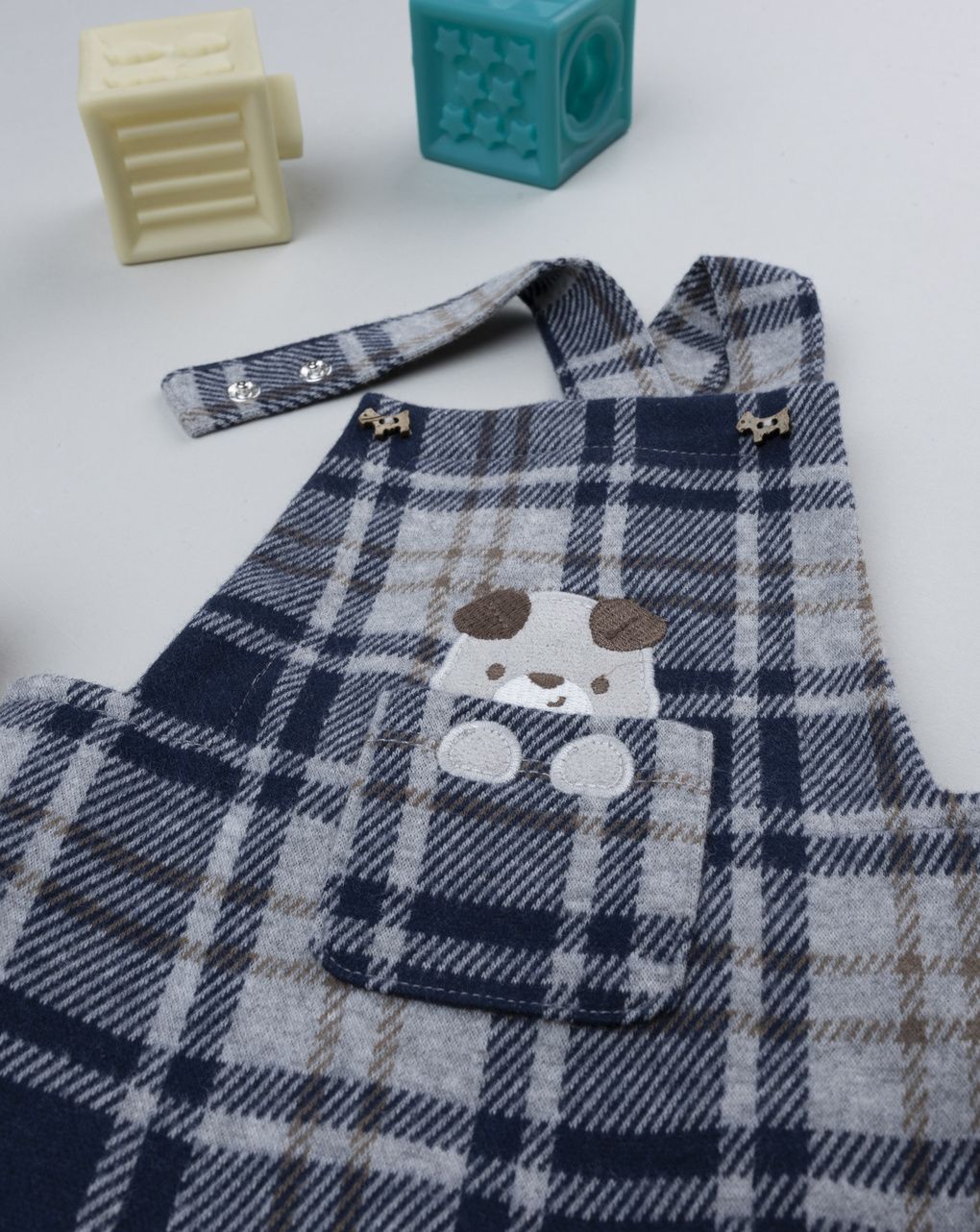 βρεφική σαλοπέτα καρό puppy για αγόρι - Prénatal