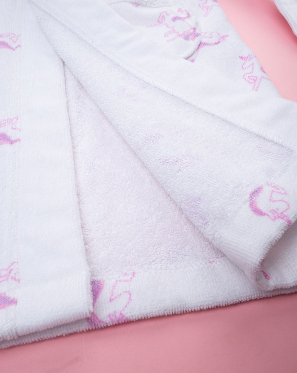 παιδικό μπουρνούζι σενίλ λευκό με μονόκερους για κορίτσι - Prénatal