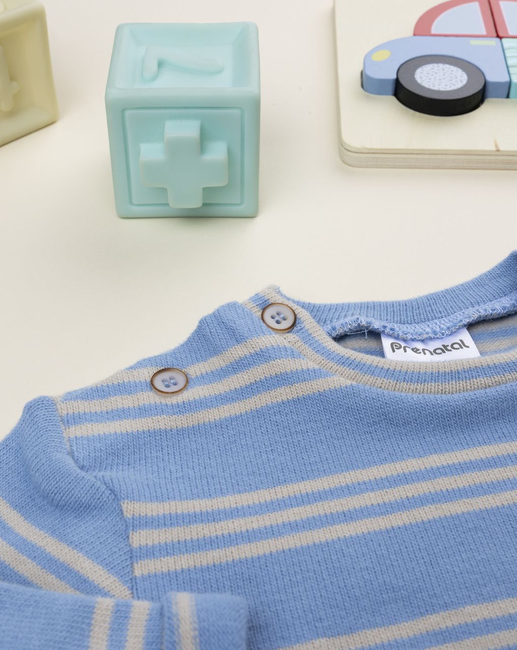 βρεφική μπλούζα πλεκτή γαλάζια ριγέ για αγόρι - Prénatal