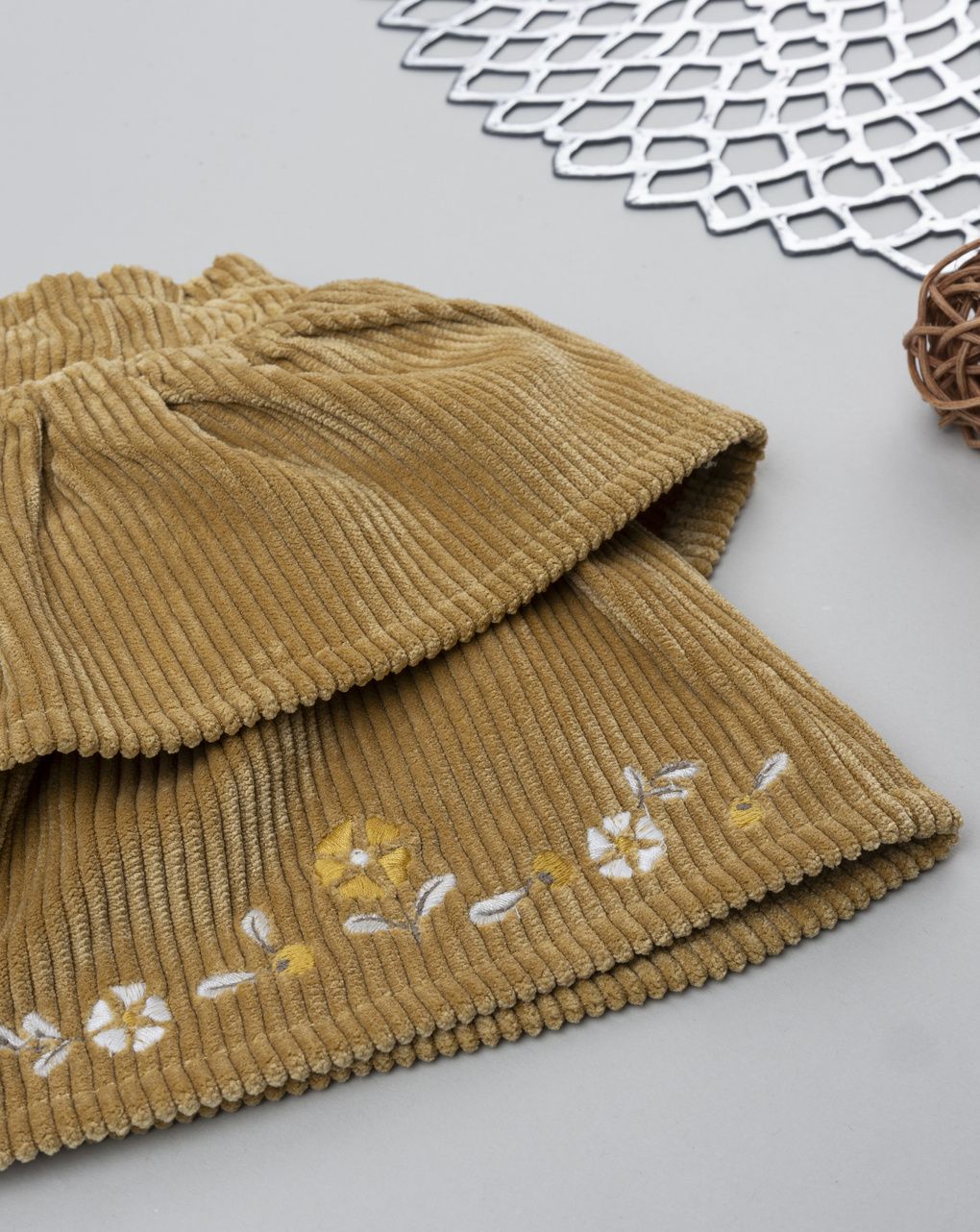 βρεφική φούστα κοτλέ καφέ με λουλούδια για κορίτσι - Prénatal