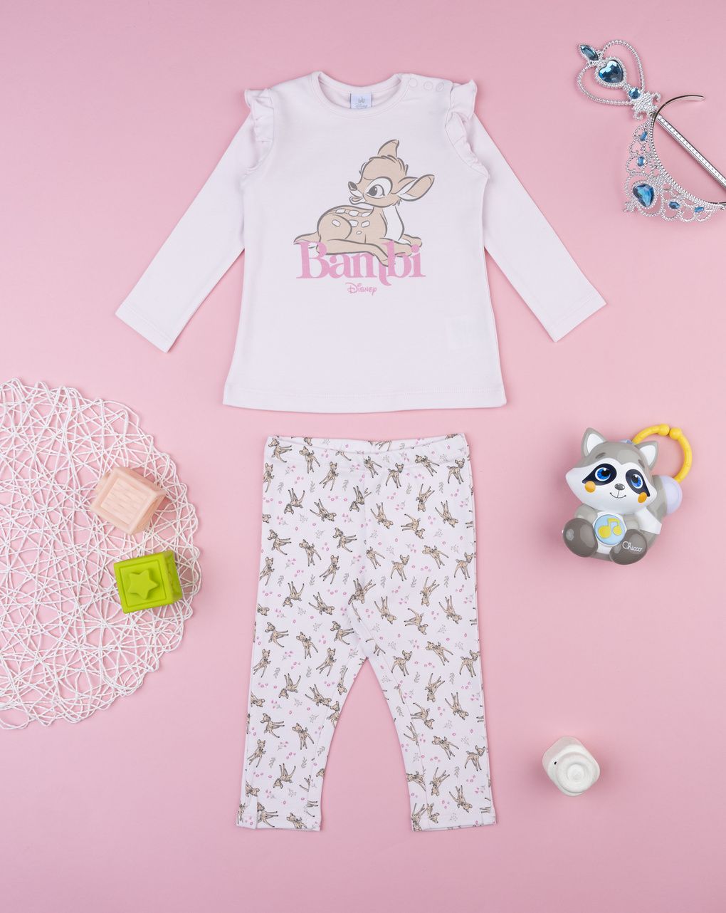 βρεφική πιτζάμα ροζ bambi για κορίτσι