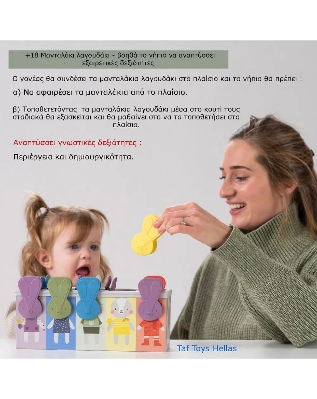 Taf toys παιχνίδι δραστηριοτήτων match & count bunny toy t-13215 - Taf-toys