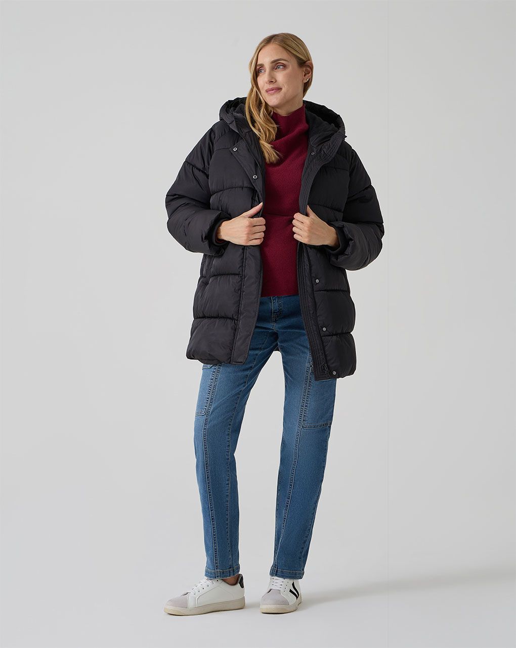 γυναικείο μπουφάν puffer εγκυμοσύνης μαύρο