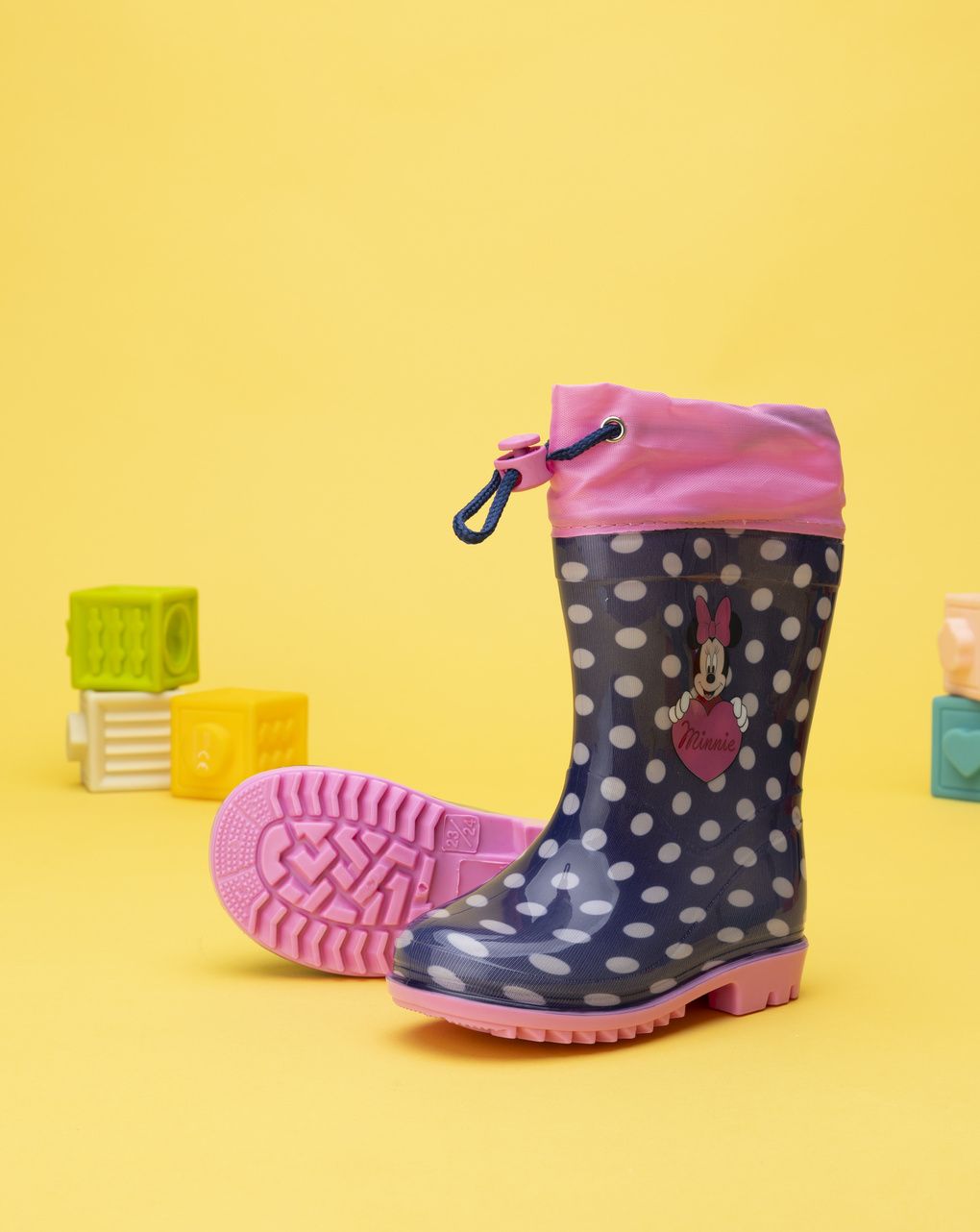 παιδικές γαλότσες μπλε πουά με τη minnie για κορίτσι - Prénatal